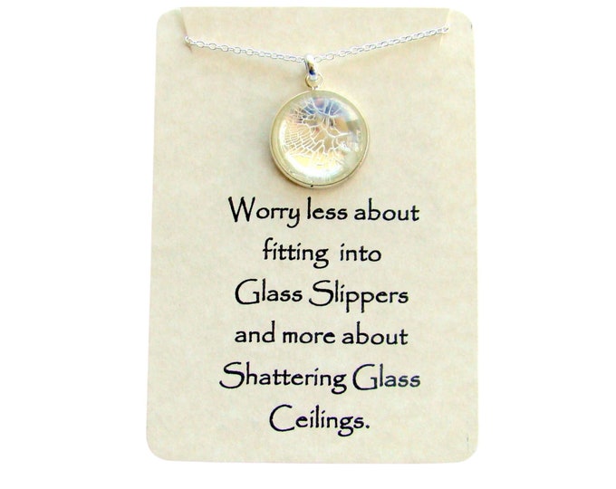 Shattered Glass Ceiling Pendant, Broken Glass Necklace, Empowerment Necklace, Achievement, Congratulations, Graduation