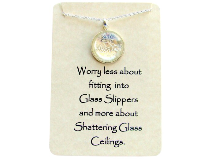 Shattered Glass Ceiling Pendant, Broken Glass Necklace, Empowerment Necklace, Achievement, Congratulations, Graduation