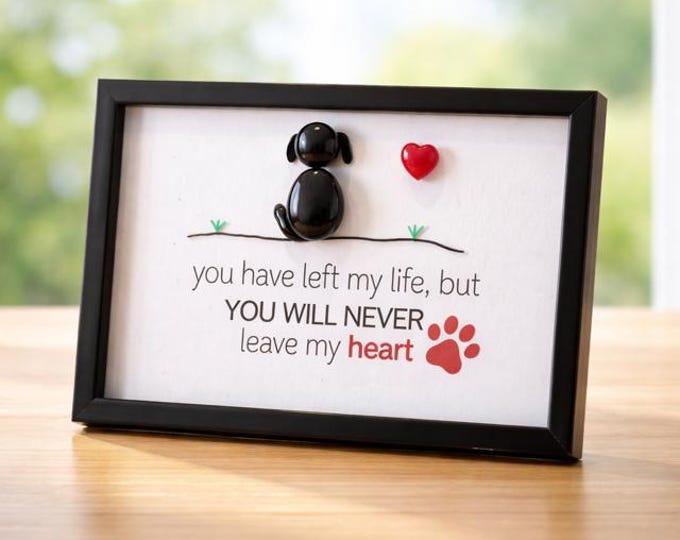 Framed Fused Glass Dog Memorial Art, Pet Sympathy Keepsake