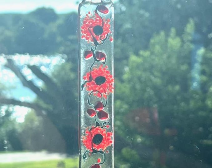 Fused Glass Poppy Sun Catcher, Botanicals Sun Catcher, Bringing the Outside In, Hanger Included, Gift boxed