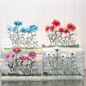 Fused Glass Flower Poms: Everlasting Floral Art on Glass Stand