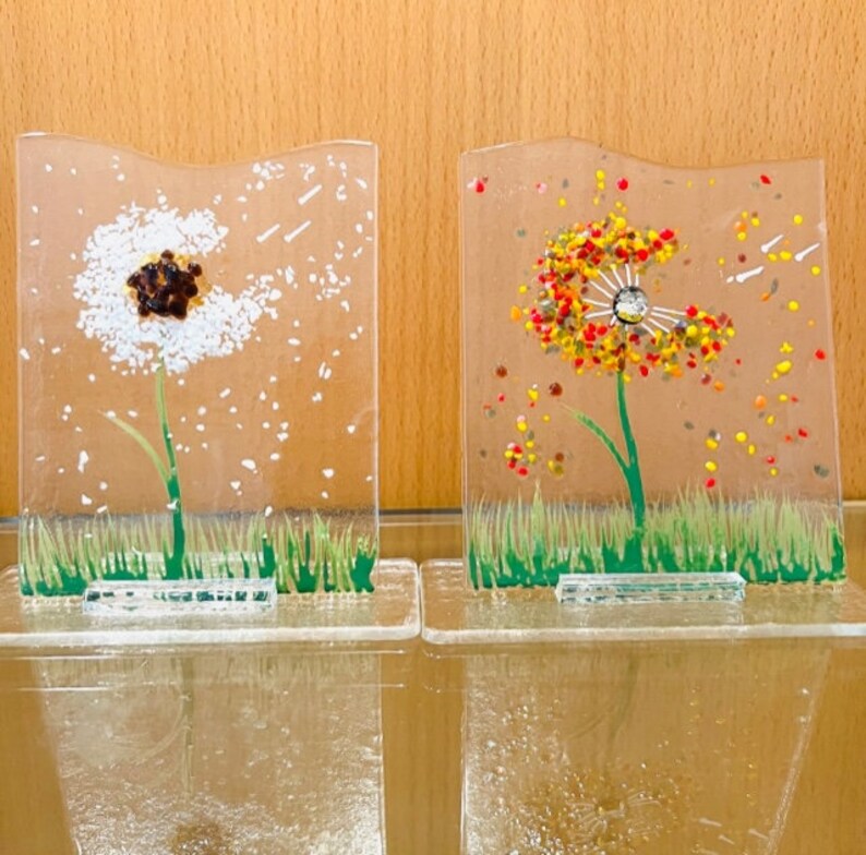Fused Glass Dandelion Flower Forever Flower in Fused Glass Etsy