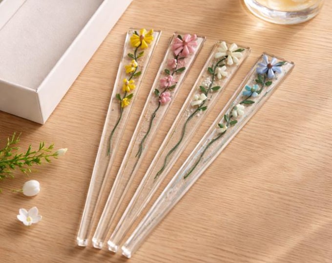 Colorful Fused Glass Plant Stake: Handmade Floral Garden Decor