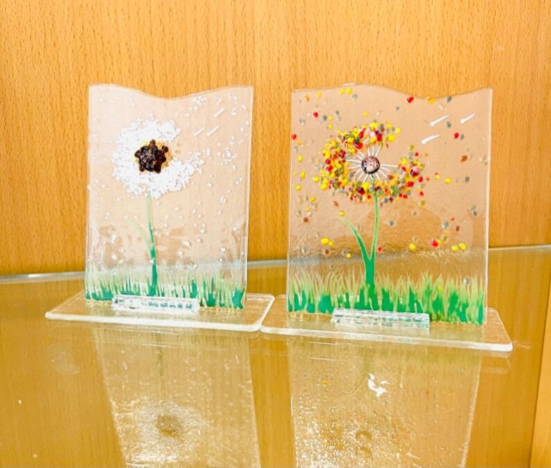 Fused Glass Dandelion Flower Forever Flower in Fused Glass Etsy