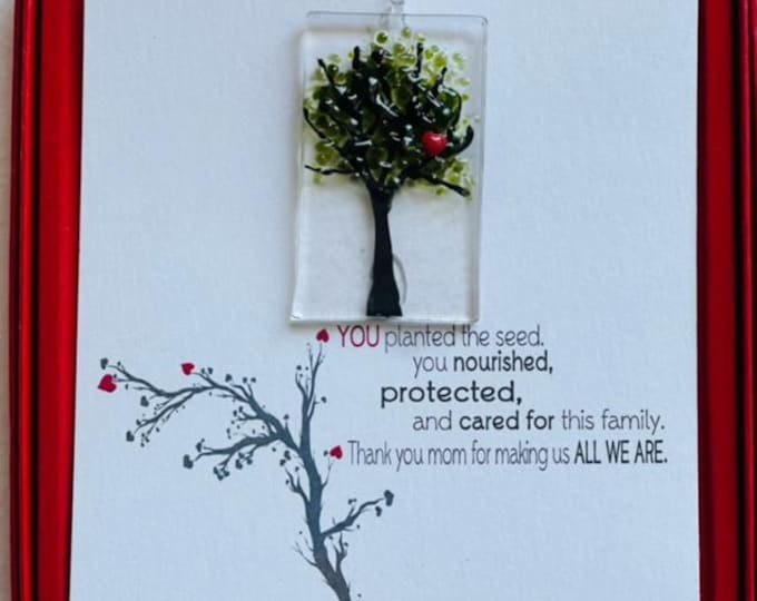 Fused Glass Dainty Sun Catcher, All-in-one gift, Tree Lovers, Mom thank you, Red Box Gift