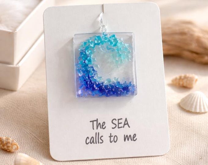 Blue Wave Fused Glass Suncatcher: Little Gift of Kindness