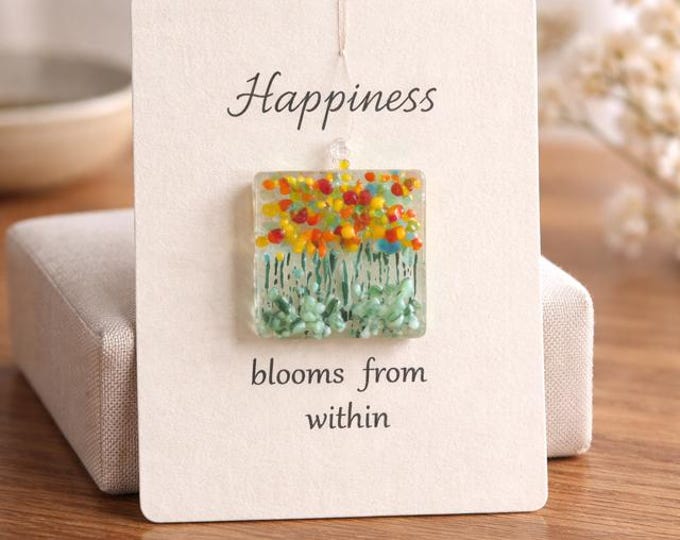 Mini Flower Suncatcher, Little Gift of Kindness, Fused Glass Flower Sun Catcher