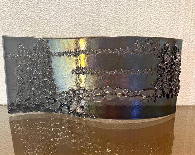 Fused Glass Iridescent Mirage: Curved Shelf Decor