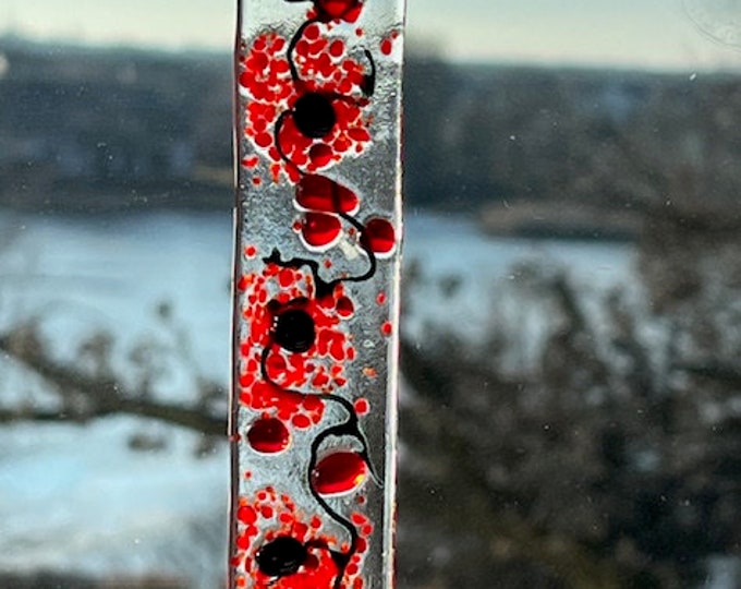Fused Glass Poppy Sun Catcher, Botanicals Sun Catcher, Bringing the Outside In, Hanger Included, Gift boxed
