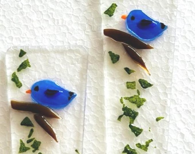 Fused Glass Bluebird of Happiness Plant Stake, Indoor or Outdoor Plant Stake, Colorful Glass Plant Stake, Bird Plant Stake