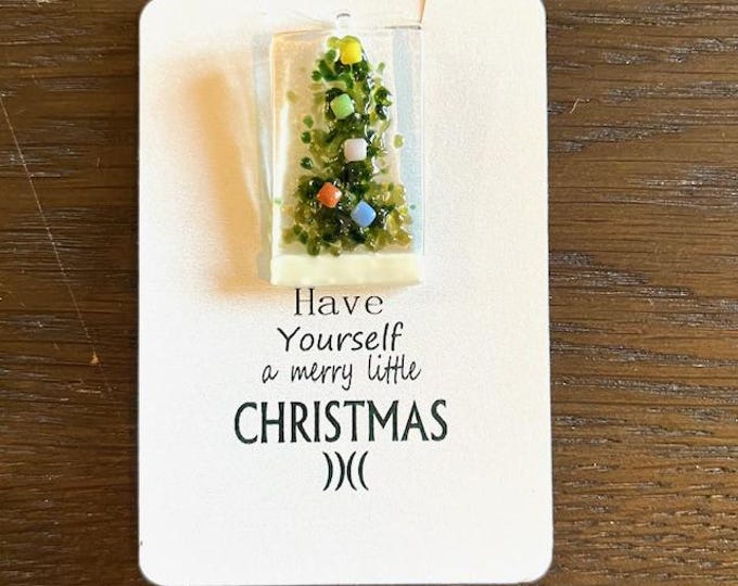 Fused Glass Christmas Tree Sun Catcher: Merry Little Christmas Ornament