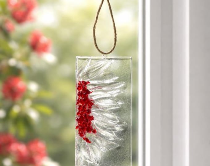 Fused Glass Flower Sun Catcher: Gift Boxed, Ready to Hang