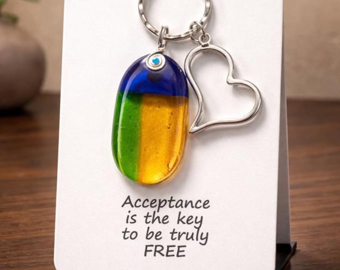 Fused Glass You are Loved Key Ring: John 3 16