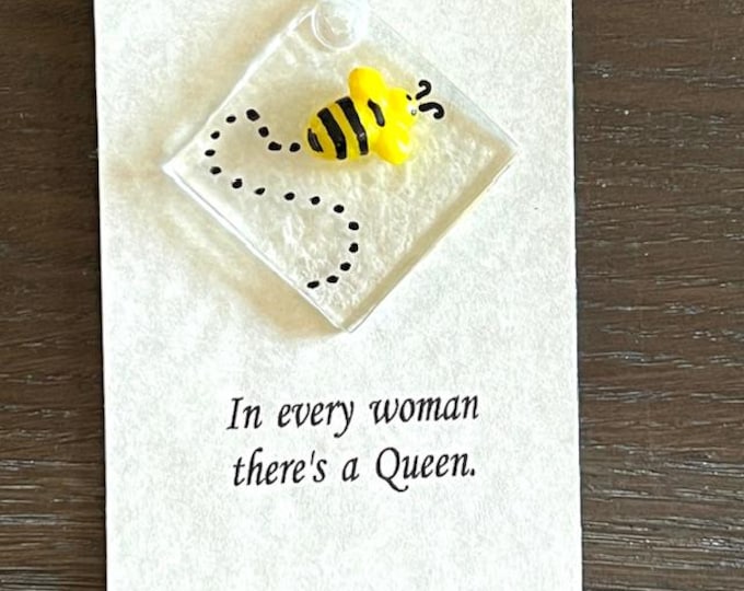 Mini Bumble Bee Suncatcher, Little Gift of Kindness, Fused Glass Bee Sun Catcher