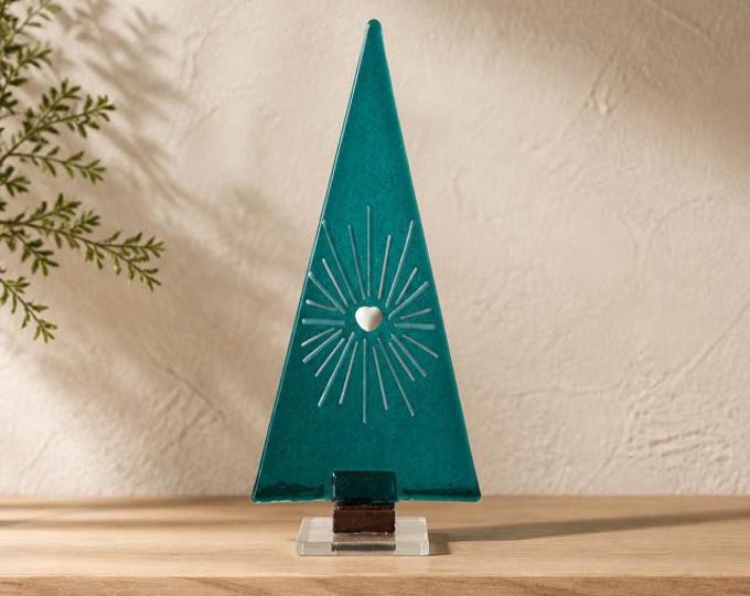 Handmade Fused Glass Christmas Tree, Holiday Decoration