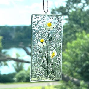 Fused Glass Sun Catcher, Botanicals Sun Catcher, Bringing the Outside In, Hanger Included, Gift boxed
