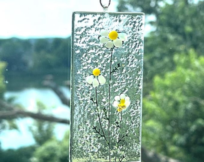 Fused Glass Sun Catcher, Botanicals Sun Catcher, Bringing the Outside In, Hanger Included, Gift boxed