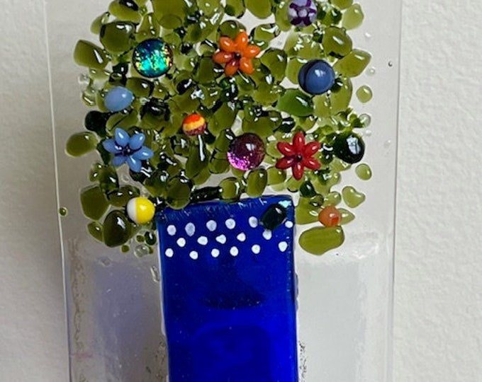 Floral Bouquet Fused Glass Night Light, Bringing the Outdoors In, Bedroom, Bathroom, Hallway Light, Nature Inspired, Plug In