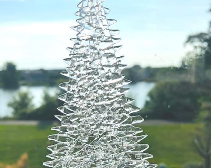Fused Glass Freestanding Ice Tree, Glass Ice Tree, Christmas Tree, Holiday Tree, Winter Tree