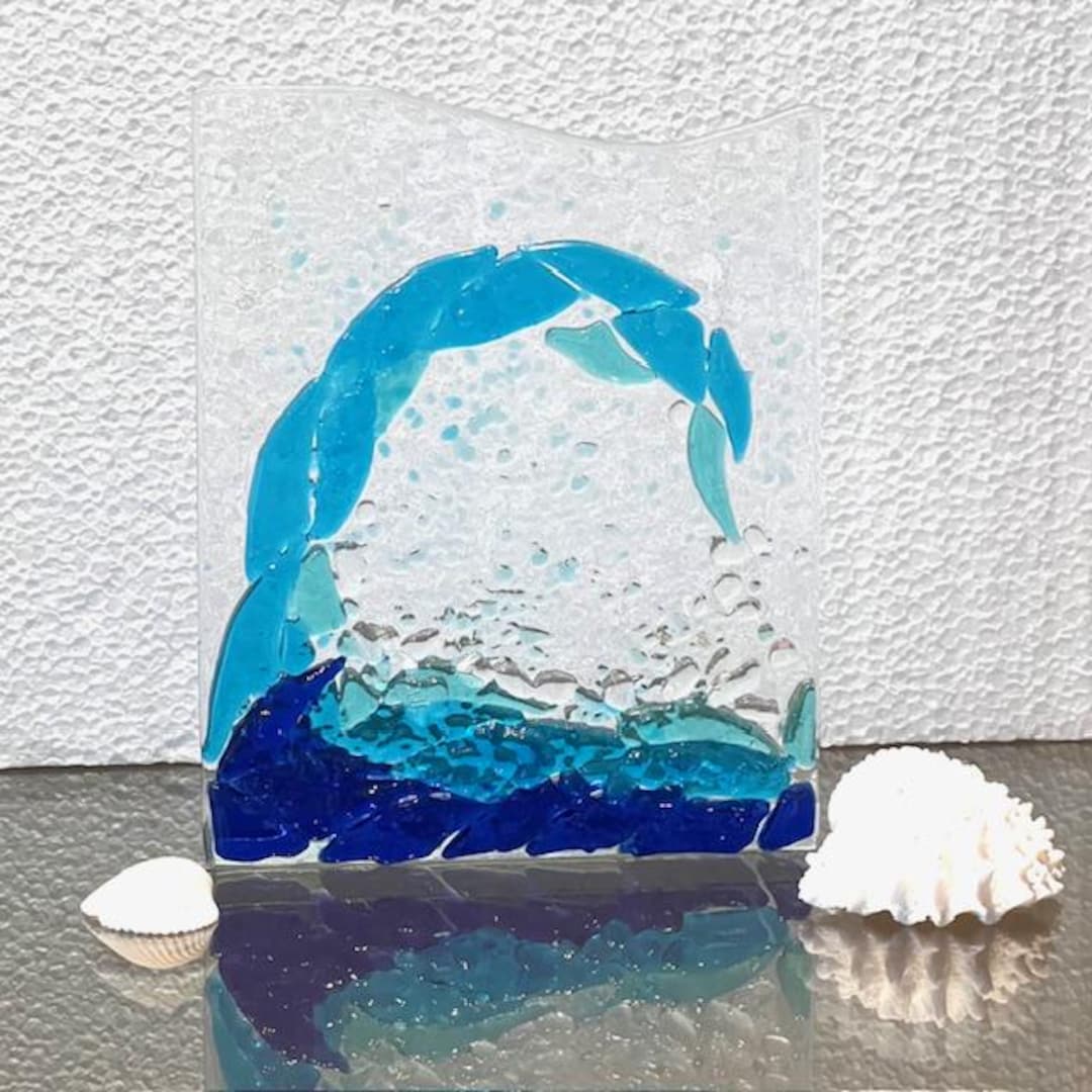 Fused Glass Ocean Wave Sculpture: Freestanding Sea Art - Etsy