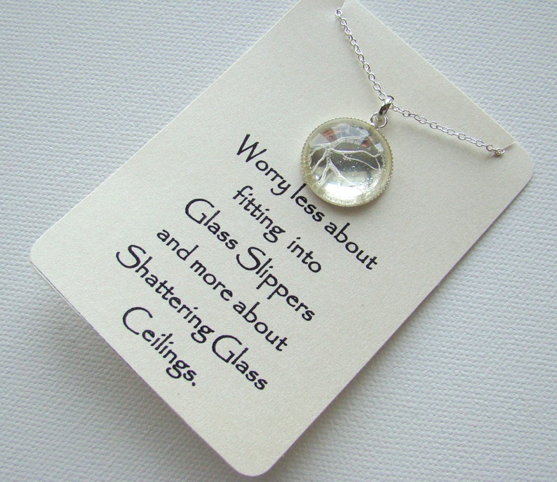 Shattered Glass Ceiling Pendant Broken Glass Necklace Etsy