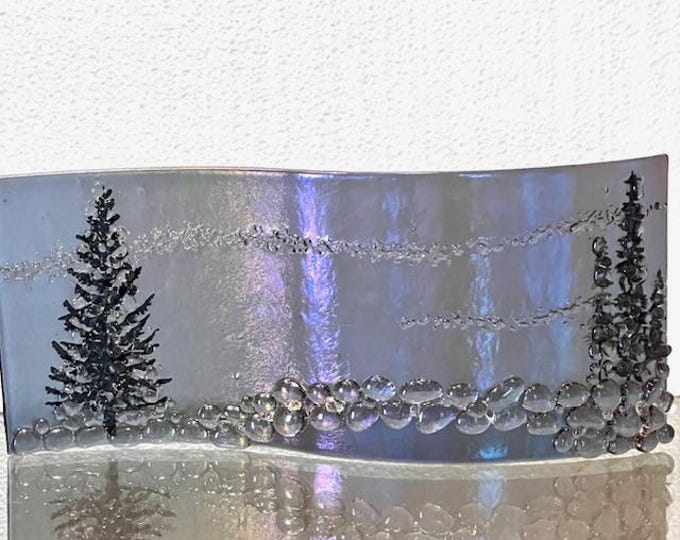 Fused Glass Iridescent Mirage: Curved Shelf Decor