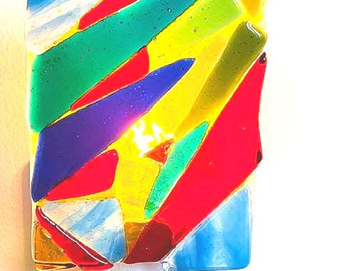 Colorful Kaleidoscope Fused Glass Night Light, Bringing the Outdoors In, Bedroom, Bathroom, Hallway Light, Plug In Accent Light