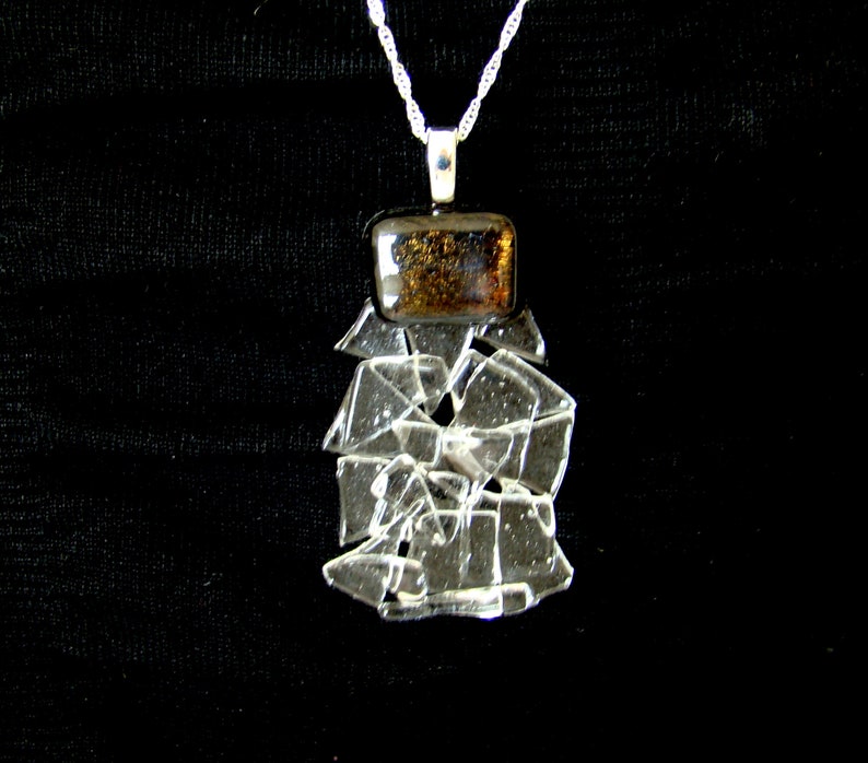 Shattered Glass Ceiling Fused Glass Necklace or Pin Etsy
