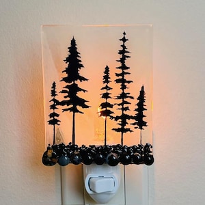 Northwoods Fused Glass Night Light: Nature Inspired Accent Light