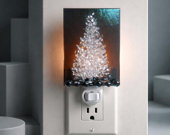 Fused Glass Night Light: Crystalline Tree Accent Light