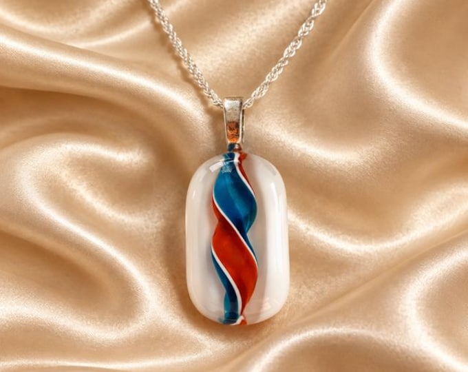 Fused Glass Jewel Pendant Necklace