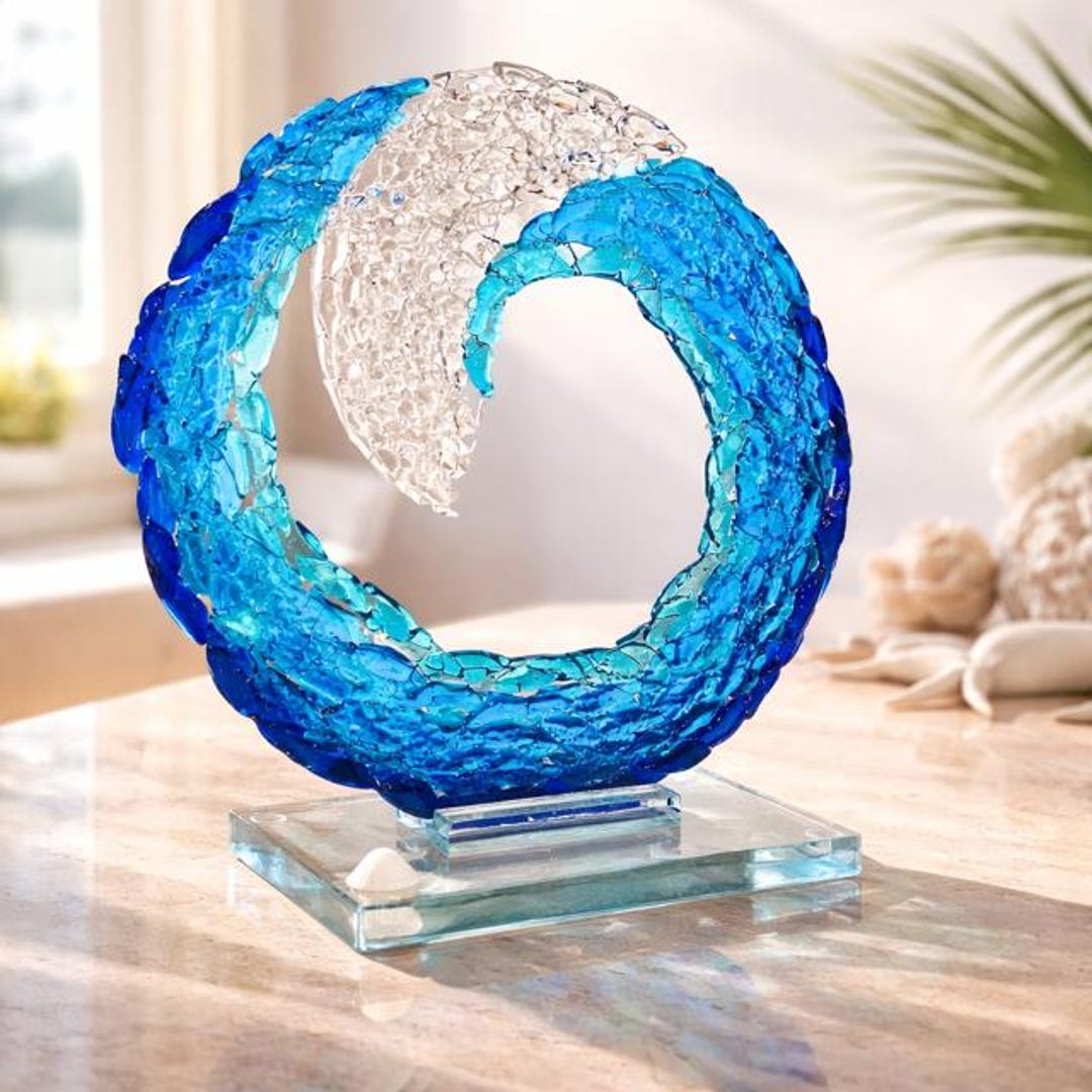Fused Glass Ocean Wave Sculpture: Beach Decor, Sea Art - Etsy