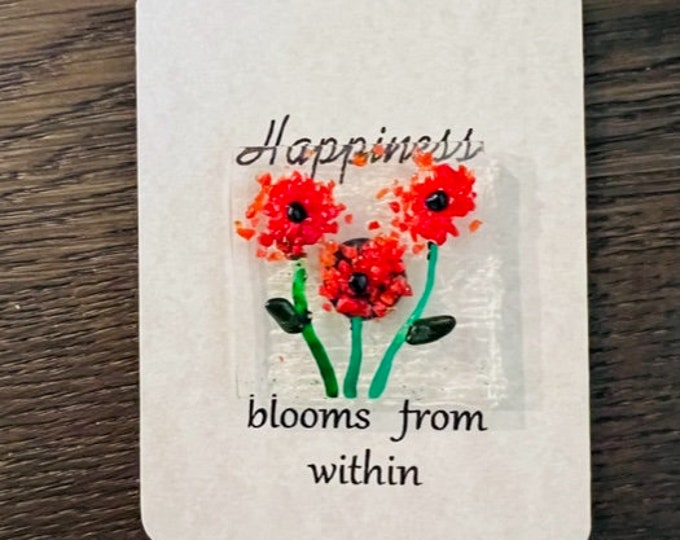 Mini Flower Magnet, Little Gift of Kindness, Fused Glass Flower Magnet. Thinking of you Gift