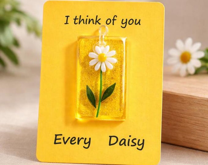 Daisy Suncatcher, Fused Glass Flower, Thinking of you Gift, 1 inch by 2 inch suncatcher