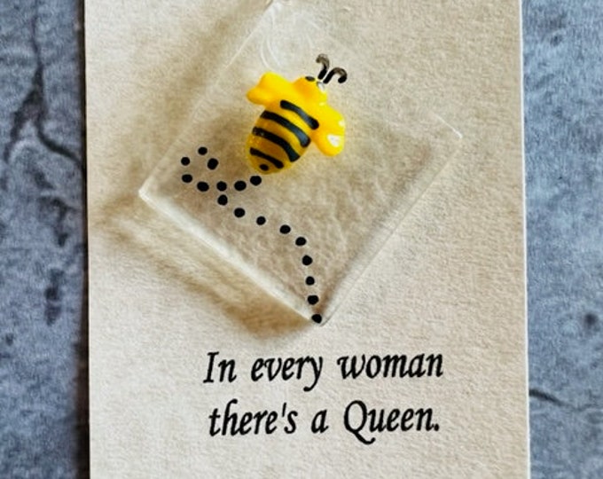 Mini Bumble Bee Suncatcher, Little Gift of Kindness, Fused Glass Bee Sun Catcher
