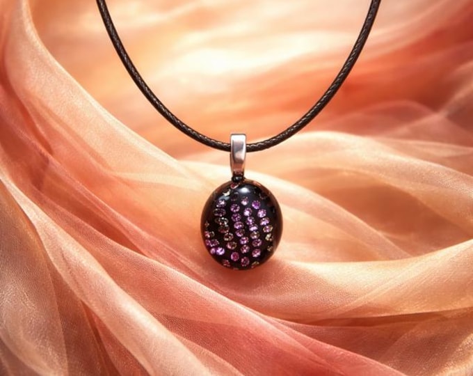 Fused Glass Jewel Pendant Necklace