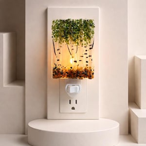 Fused Glass Aspen Birch Tree Night Light: Nature Inspired Accent Lighting