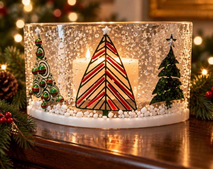 Fused Glass Christmas Tree Windowsill Art, Holiday Decor