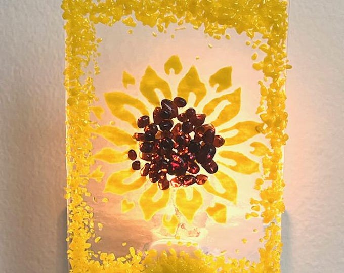 Sunflower Night Light, Fused Glass Night Light, Flower Night Light, Glass Night Light, Bringing the Outdoors In