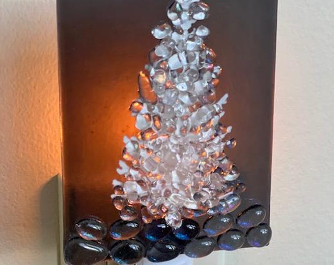 Crystalline Fused Glass Night Light, Bringing the Outdoors In, Bedroom, Bathroom, Hallway Light, Nature Inspired, Plug In Accent Light