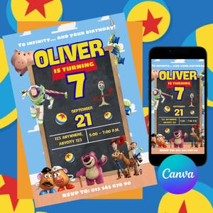 Toy Story Birthday Invitation | Editable Canva Template | Digital Download | Printable Digital Invite