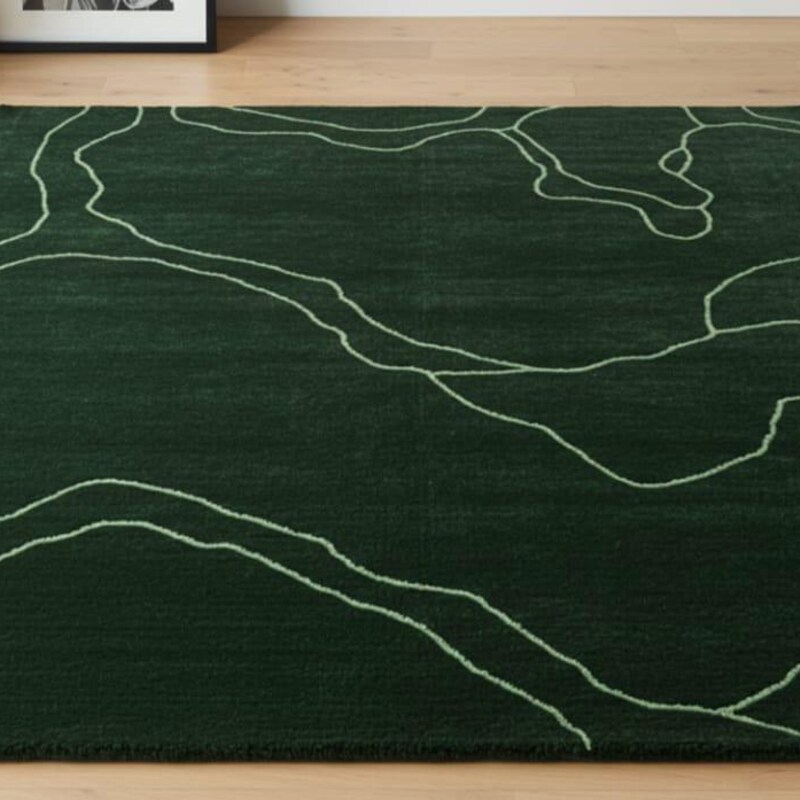 Deep Green Rug Pattern Dark Green Rug - Etsy