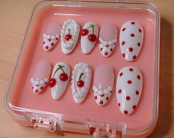 Sweet Cherry Polka Set Press On Nails