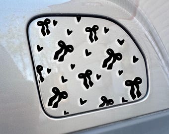 Hearts and Bows Gas Cap Decal: Girly Car Sticker