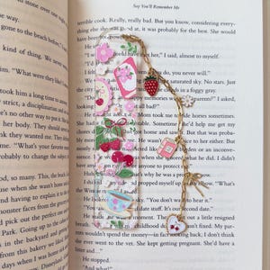 Cherry Berry Acrylic Bookmark with Gold Charm Chain