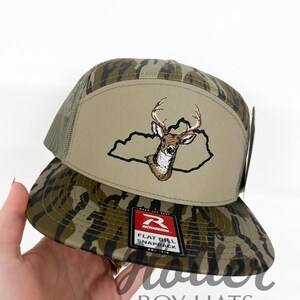 Richardson Bottomland Camo Deer Kentucky Embroidered Hat | Mens Country Embroidered 7 Panel Hat | Bottomland Camo Trucker Hat | Kentucky Men