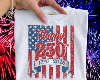 Patriotic 250th Anniversary Distressed Flag PNG – Happy 1776-2026 Design| Independence Day Apparel (Digital Download)