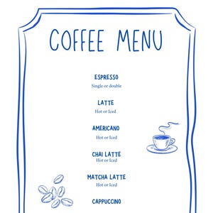 Cardápio de Café