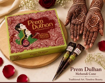 Pack of 3 Prem Dulhan Mehndi Cones | Ready to Use Henna Cones | Natural Mehndi for Hands | Bridal Mehndi Cone Set  | Festival Mehndi