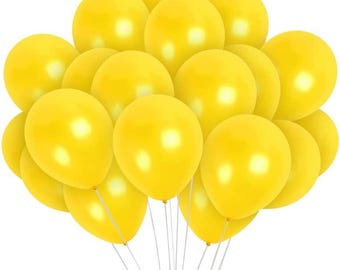HD Metallic Finish Balloons for Birthday/Anniversary Party Decoration… (Yellow, Pack of 50)